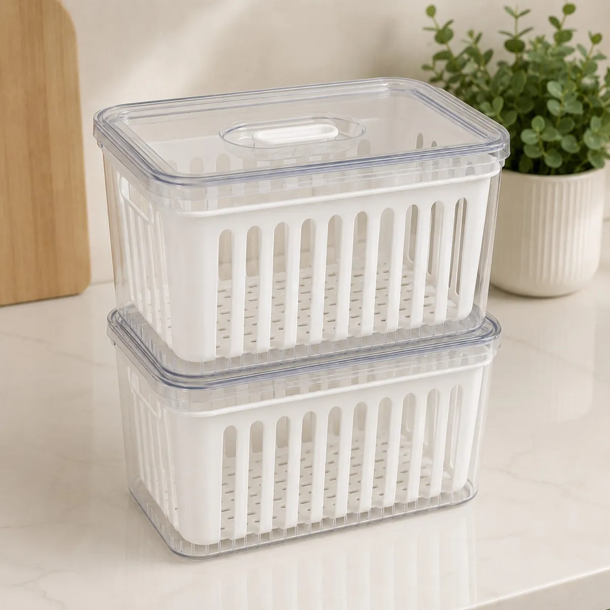 Kit Organizador de Geladeira Com Tampa Multiuso